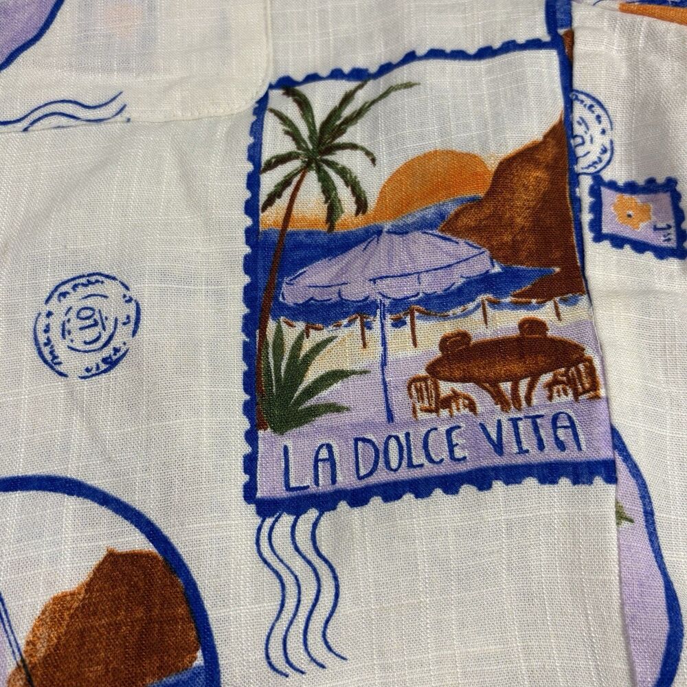 Paper Heart Tropical Stamp Print Camp Shirt Linen Blend‎ Oversized Womens M NWT - Picture 8 of 12